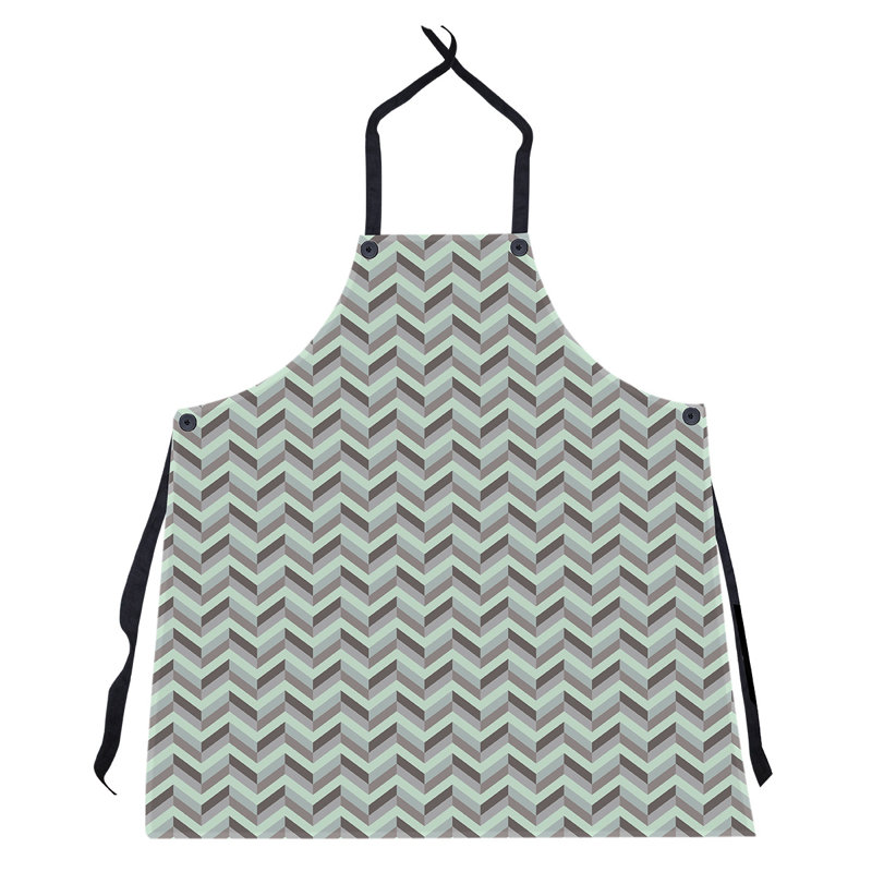 Tablier à chevrons, Vert menthe / brun