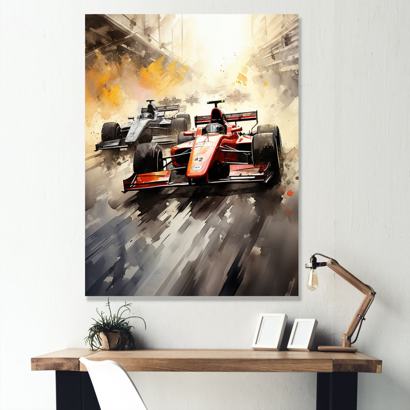 Formule 1 Speed Car Speedway Fury 4 - Art de course sur rails, Toile tendue, H 32 po x l 24 po x P 1 po