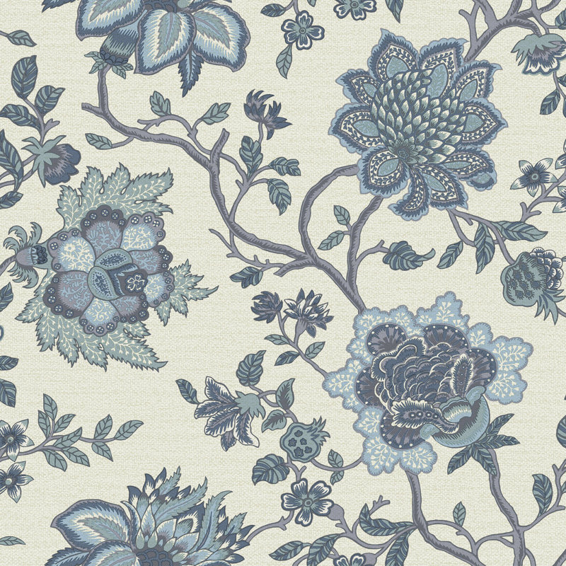 Papier peint Jacobean, Bleu