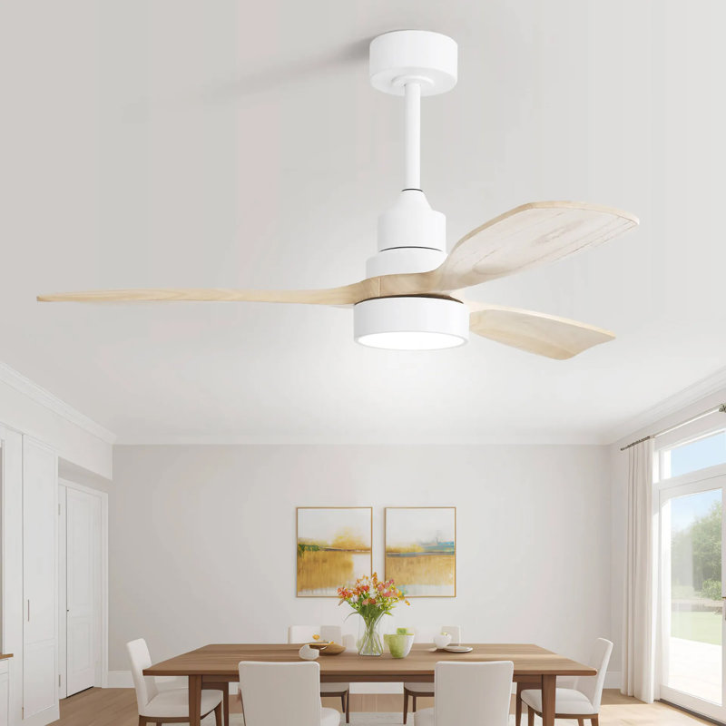 Ventilateur de plafond en bois massif 48 pouces avec moteur à courant continu réversible à intensité variable 6 vitesses