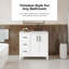 Solas 36 in. Single Sink Freestanding Pure White Bathroom Vanity with White Engineered Stone Top, Matte Black Hardware
