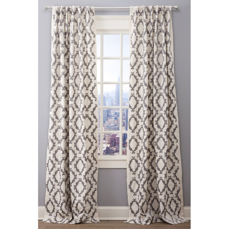 Pompei Room Darkening Curtain, Ivory/Gray, 50"W x 96"L