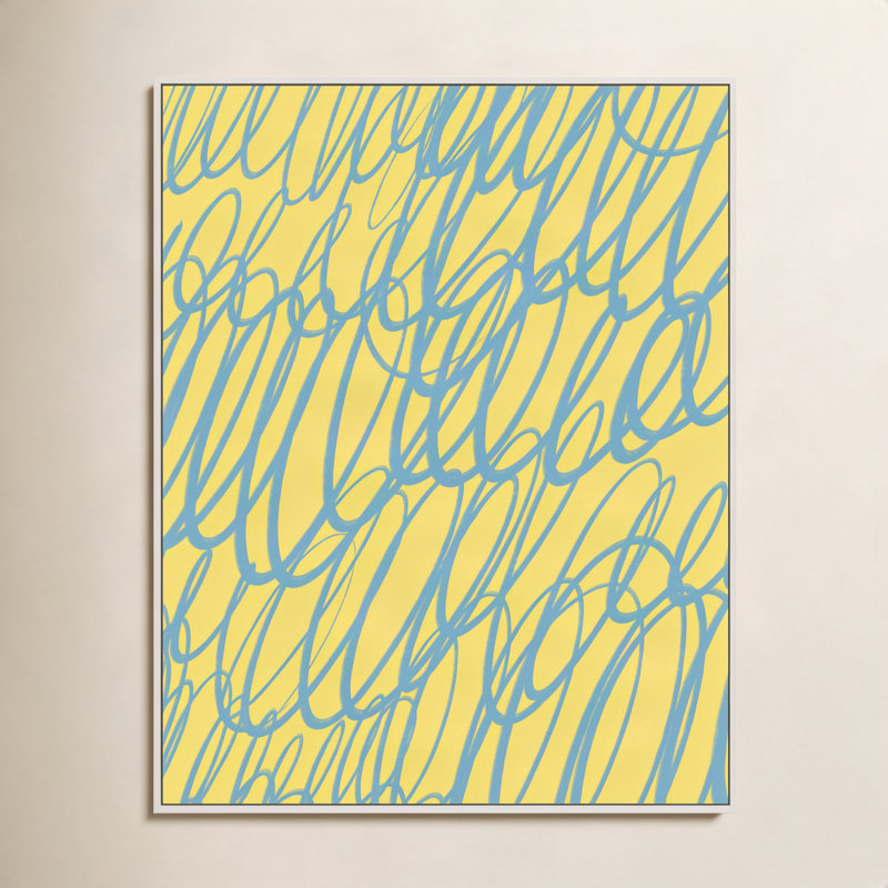 «Color Squiggles 5» par Jacques Pilon - Art mural encadré, Toile à structure simple blanche, H 30 po x l 24 po x P 1,25 po
