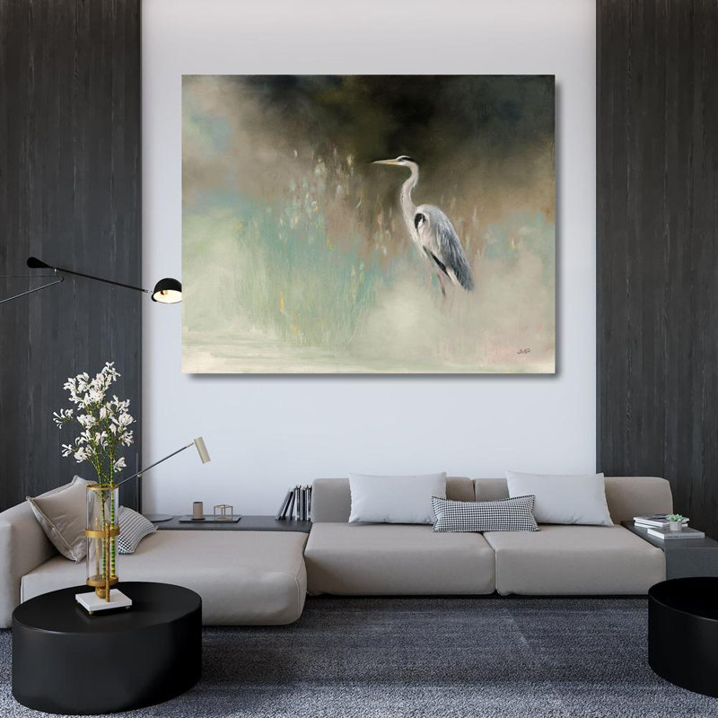 Bayou Breeze Purinton, Julia Gallery Wrapped Canvas Art Titled: Peaceful Egret Teal, 36" H x 44" W