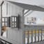 Lit mezzanine double en bois massif avec tiroirs de rangement et garde-corps Ahleah-114225141