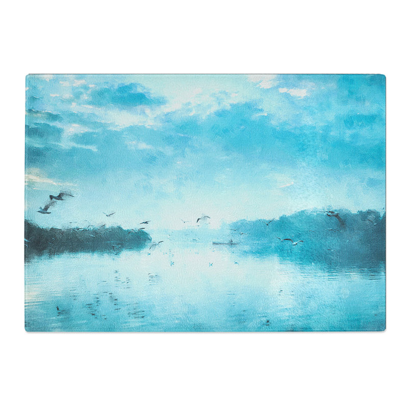 Birds in Flight Painting Chopping Board, 0.4cm H x 29cm W x 39cm L