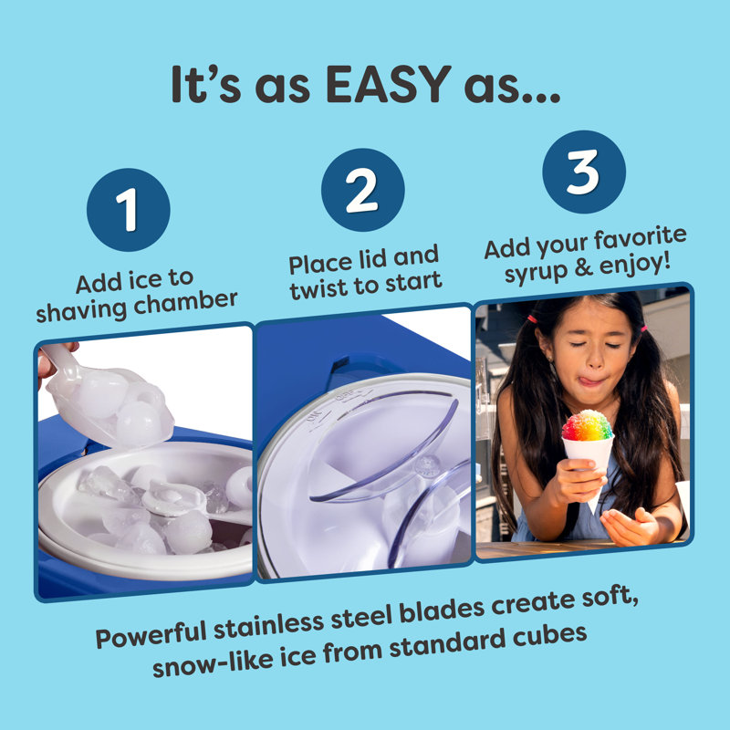 Nostalgia Snow Cone Shaved Ice Machine with Shelf, Navy