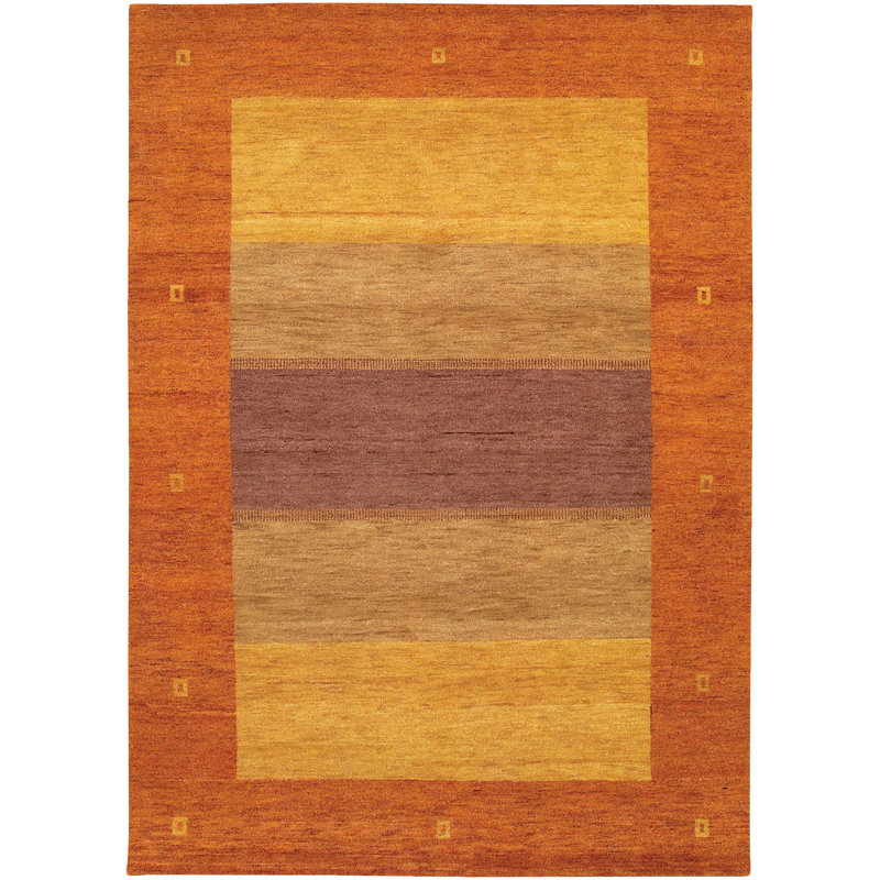 Chelsea Wool Striped Area Rug in Light Tan/Orange, Rectangle 2' x 3'