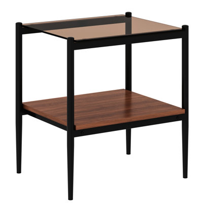 Table basse et tables de bout Modern, 3 pièces, verre trempé avec aspect brun contemporain, stable