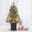 Arbre de Noël artificiel illuminé 3 pi avec boîte à lumière et mini arbre de Noël enneigé