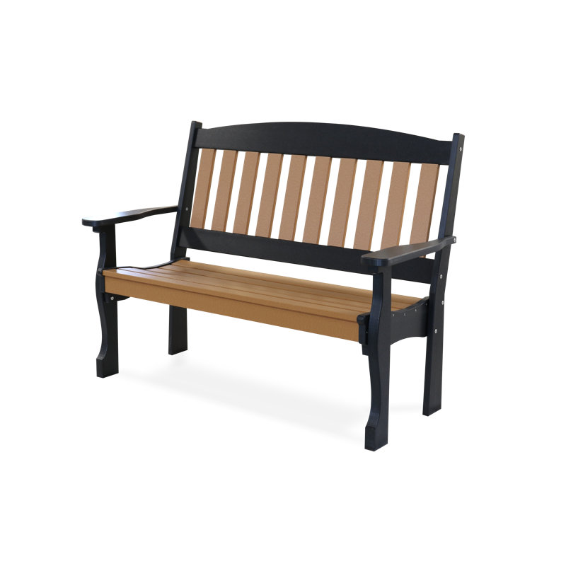 Banc de jardin en plastique Leeroy, Cèdre/noir