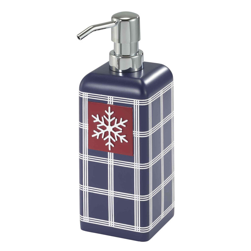 Blue and White Plaid Resin Lotion Dispenser with Silver Pump