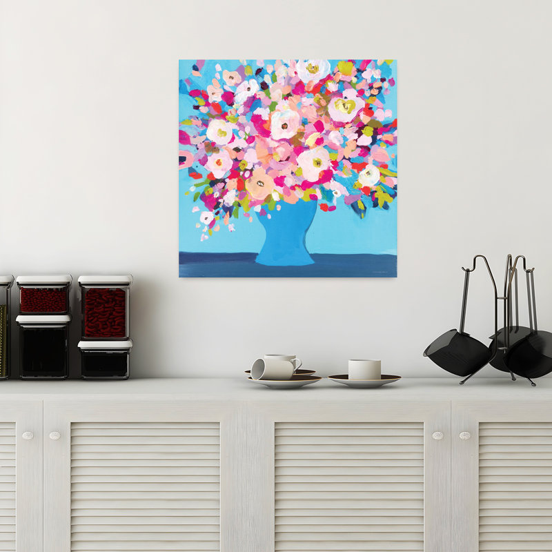 Art contemporain abstrait floral, H 18 po x l 18 po