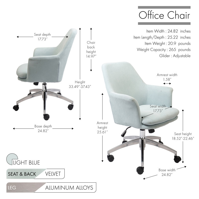 Chaise de travail Mahmud Porthos Home, Bleu clair