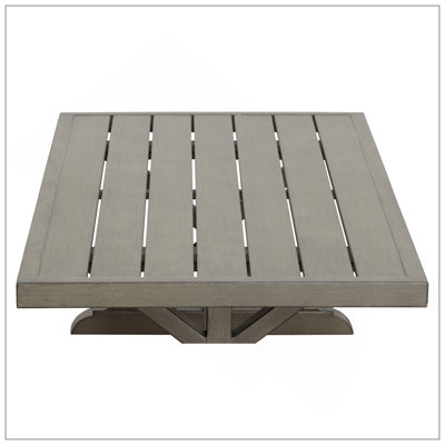 Brown Aluminum Coffee Table - Mission Influences, Bottom Shelf - Rust-Resistant, Weather-Resistant - Functional And Stylish