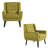 Davey Upholstered Green Velvet Tufted Wide Back Armchair with Solid Wood Leg-1922718239