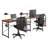L-Shape Industrial Desk With Storage Shelves, Walnut