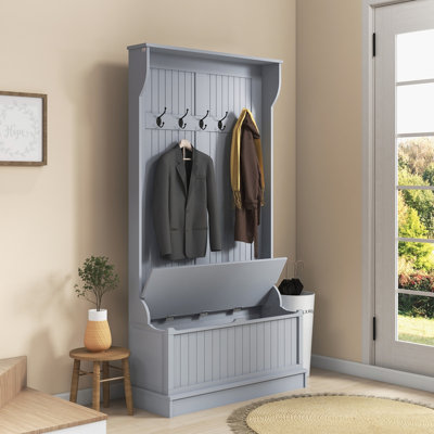 HOMCOM 38" 3-In-1 Entryway Hall Tree With Storage Bench