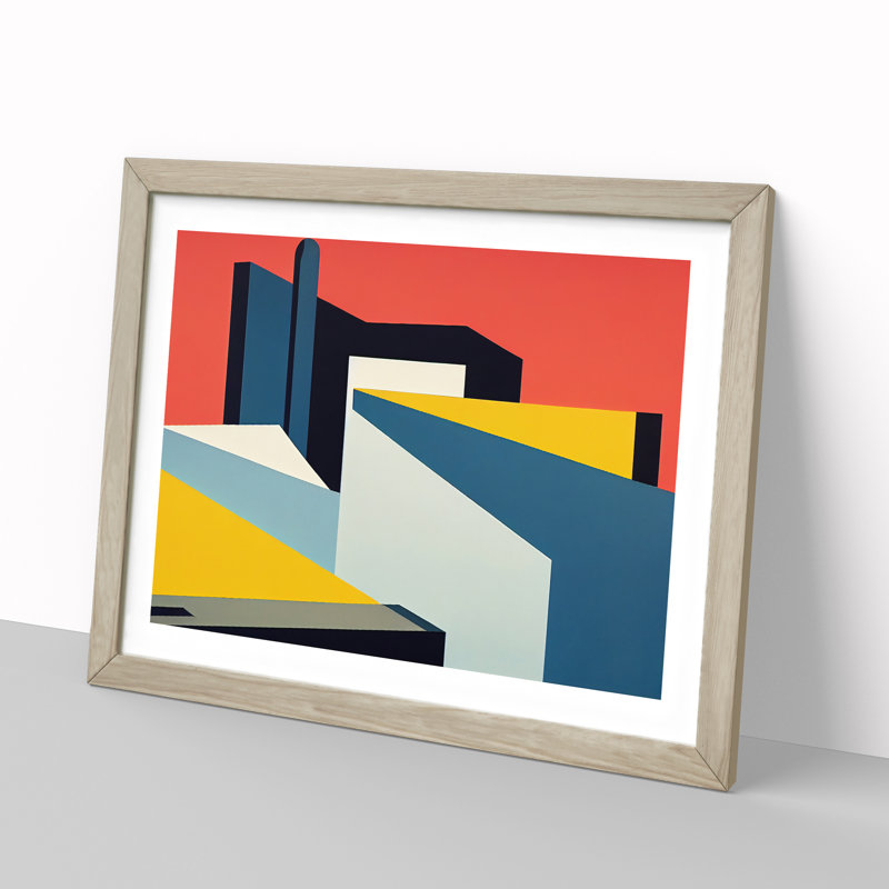 Ingenious Modern Abstract - Framed Print, 25cm H x 34cm W x 2cm D, Oak