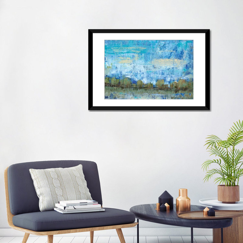« forest edge ii », impression sur toile, Papier d'art encadré noir, Blanc, H 24 po x l 32 po x P 1 po