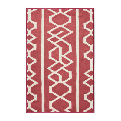 Machine Washable Trellis Pink Area Rug