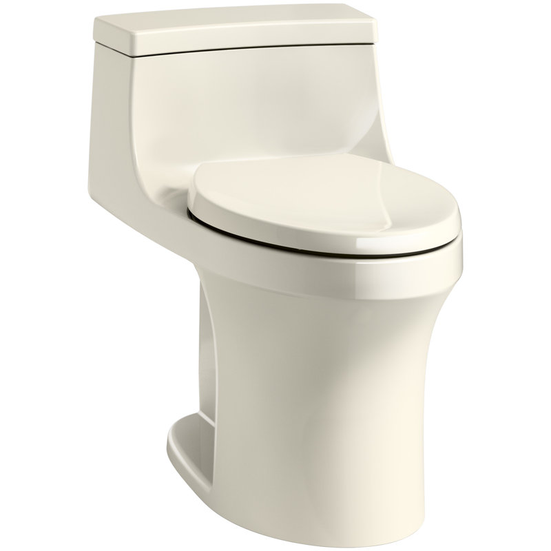 San Souci 1.28 GPF Elongated One-Piece toilet (Seat Included), Almond, Right-Hand