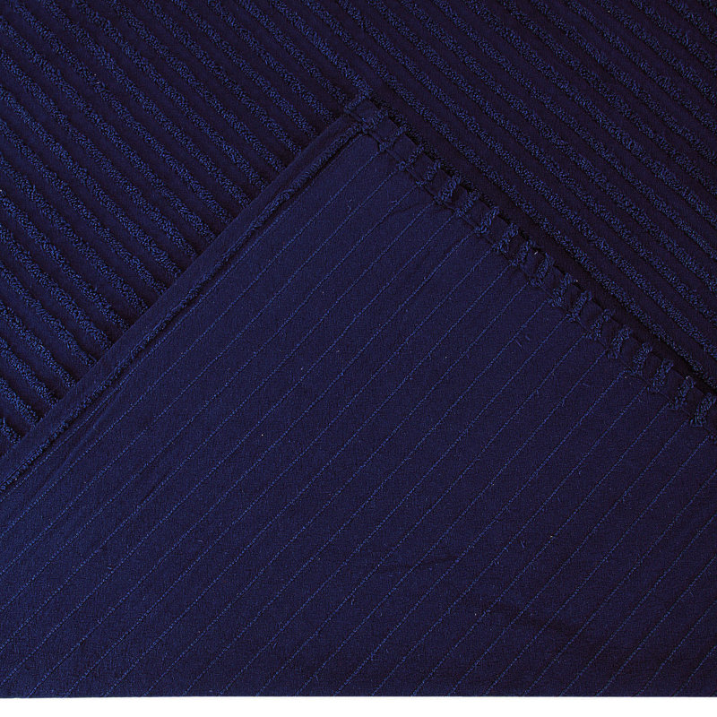 Navy Full Cotton Chenille Bedspread Set with Shams