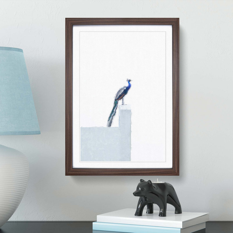 Peacock in Abstract - Picture Frame Graphic Art Print, 65cm H x 48cm W x 2cm D, Walnut Framed