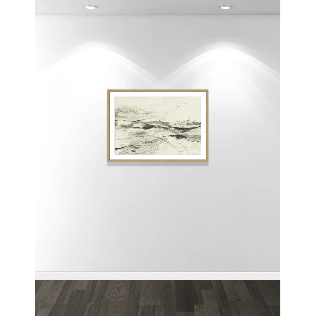 Green Sketches Print by PI Studio, 25.5" H x 35.5" W x 1.25" D, Natural Box Picture Framed, White