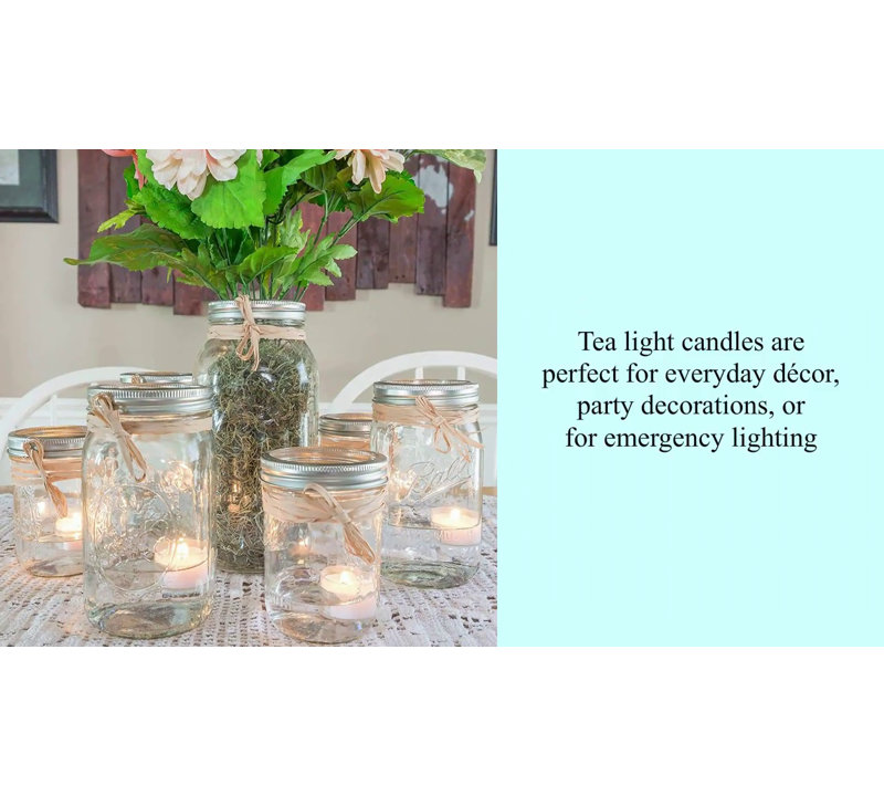 Sustainable Palm Wax White Tealight Candles, 96 Pack