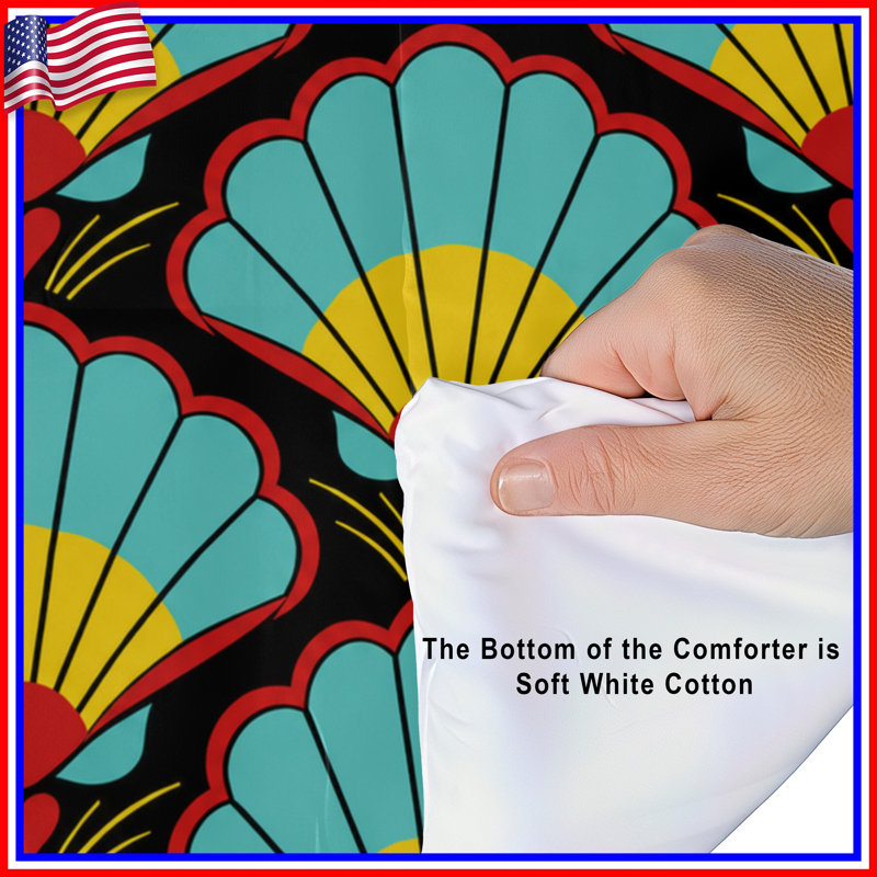 Art Deco Shell Motif Comforter, Twin Extra Long