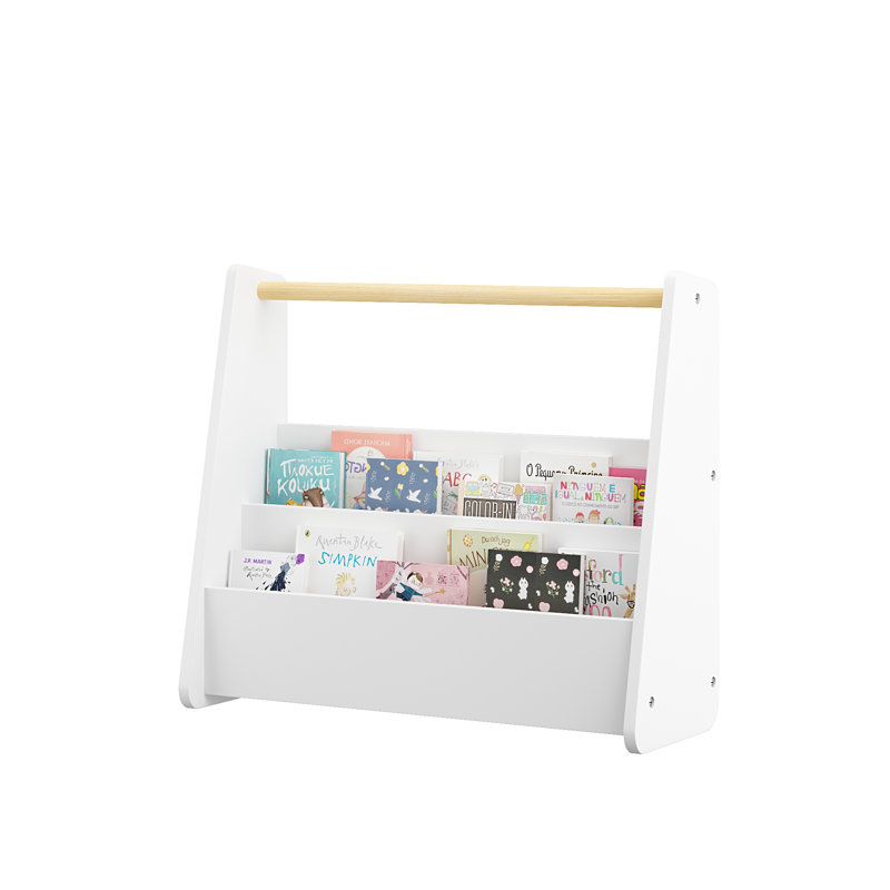 Kids Bookshelf with Wooden Handle