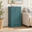 Meuble de poubelle basculant de style champêtre avec tiroir de rangement, en bois, d'une capacité de 38 litres (10 gallons), pour la cuisine et la buanderie - Bleu océan/Une porte-132919105-136026422