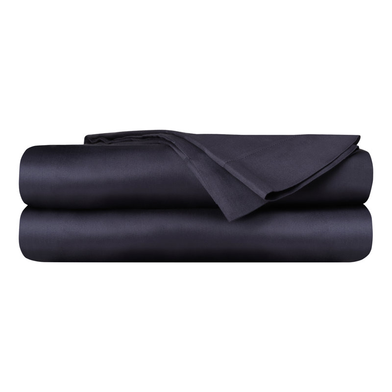 Delara GOTS Certified 100% Organic Cotton Sateen Sheet Set, 400TC Long Staple, Soft & Breathable with Deep Pocket, Dark Gray
