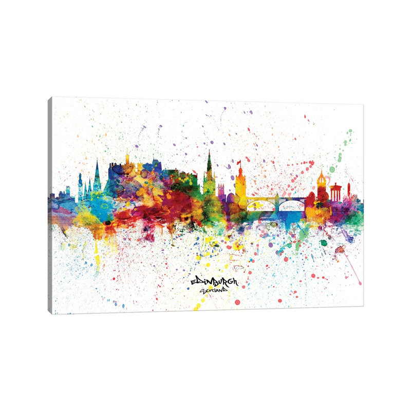 Edinburgh Scotland Skyline Splash by Michael Tompsett - Wrapped Canvas Gallery-Wrapped Canvas Giclée, 66.04cm H x 101.6cm W