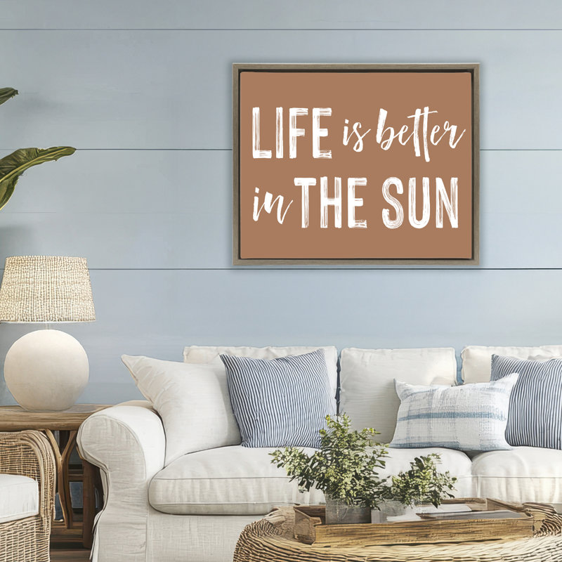 Cadre flottant Life Better In Sun Brown, Cadre flottant orme Montalcino, H 25 po x l 31 po