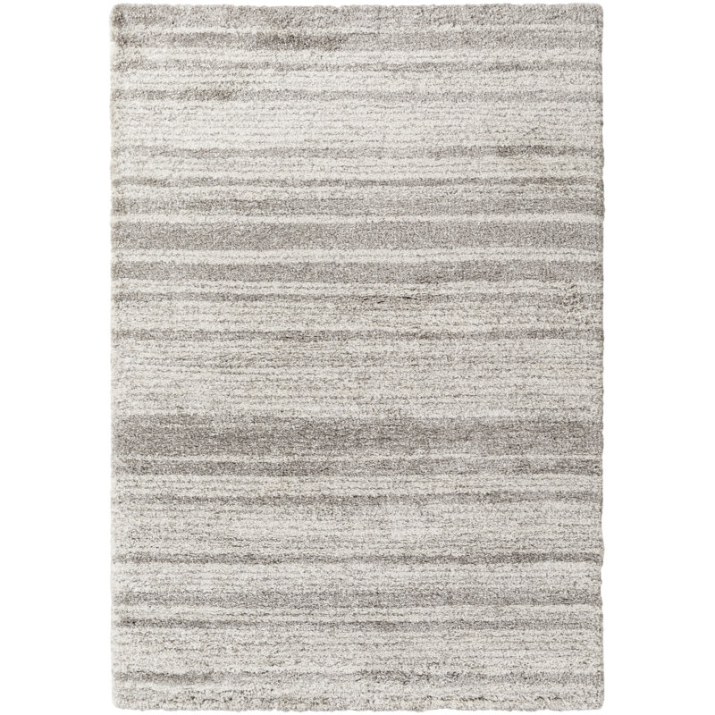 Tapis rayé taupe / blanc Giligia, Rectangle 2 pi x 3 pi 7 po