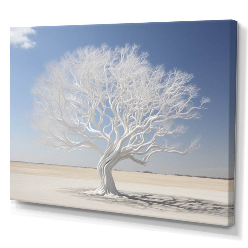 Arbre d'hiver gris et blanc, reproduction sur toile, H 16 po x l 32 po x P 1 po, Toile tendue