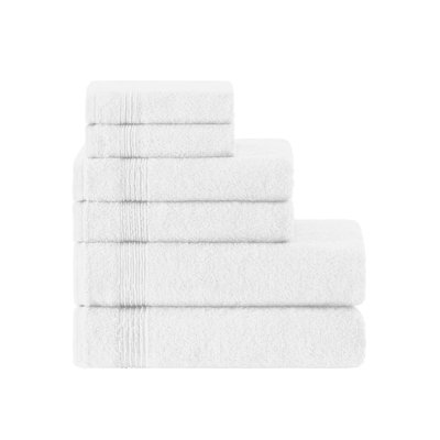 Ozdilek 6-Piece Bath Towel Set, 2 Bath, 2 Hand, 2 Wash, 100% Cotton Turkish Towels, 2 Bath Towels (27x54), 2 Hand Towels (16x30, 2 Washcloths (13x13) (White)