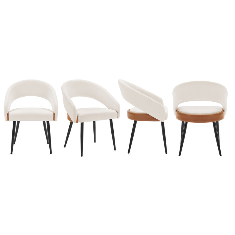 Chaises de salle à manger rembourrées Sabuk, 4, Lin beige