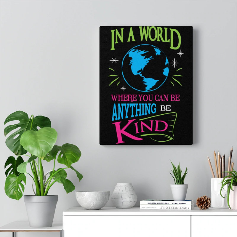 Citation inspirante, art mural Be Kind, H 14 po x l 11 po