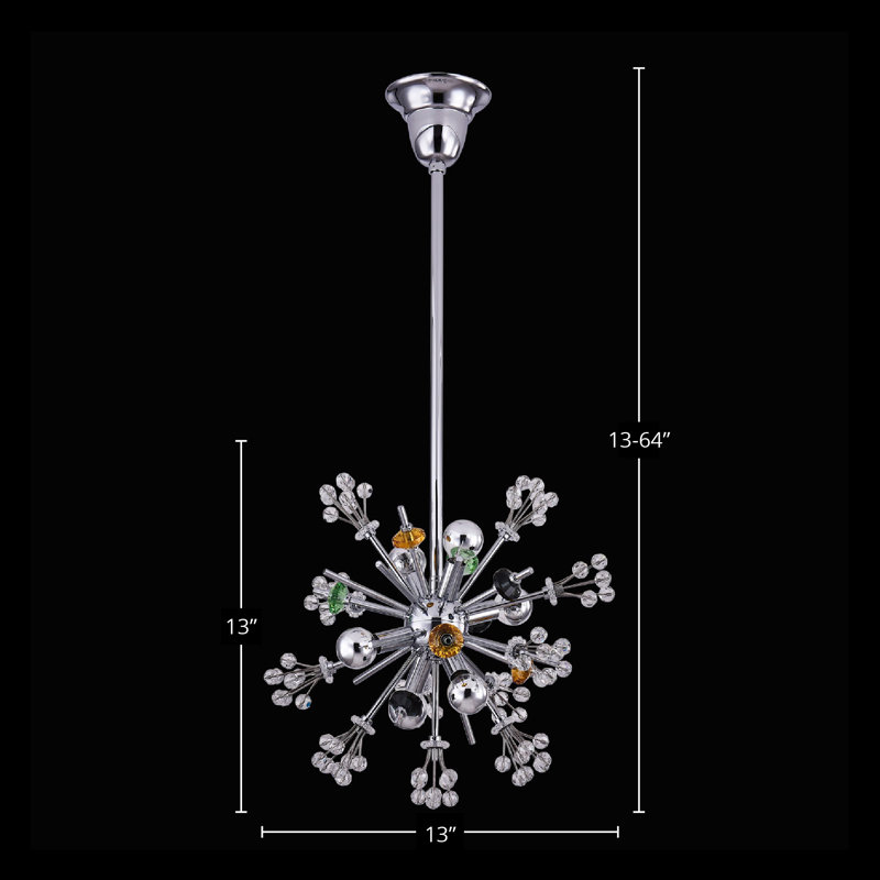 Luminaire suspendu Constellation Colorata 6 LT chrome / Constellation Colorata Allegri, H 64 po x l 13 po x P 13 po