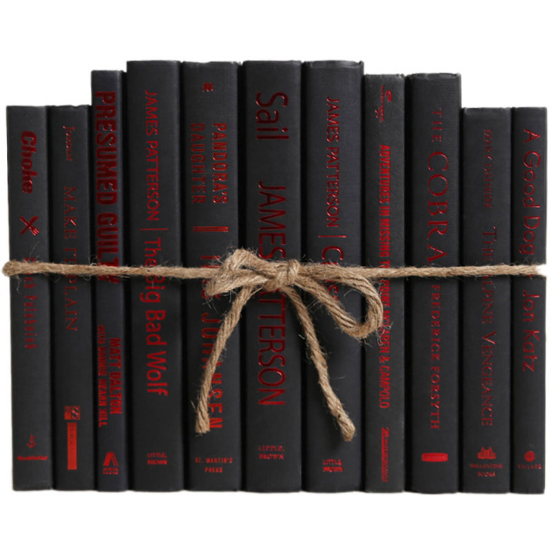 Decorative Books - Onyx & Red Book Bundle - 1 Foot of Black Books