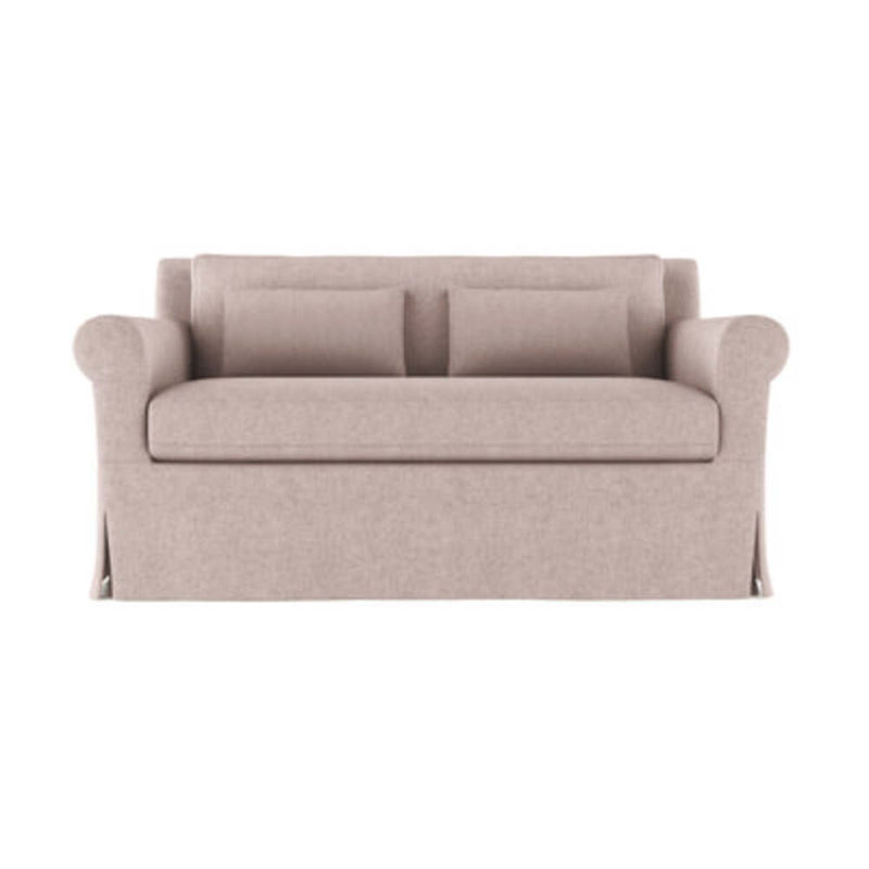 Causeuse à accoudoirs arrondis Ludlow, H 34 po x l 60 po x P 42 po, Peluche velours rosé, Brun foncé
