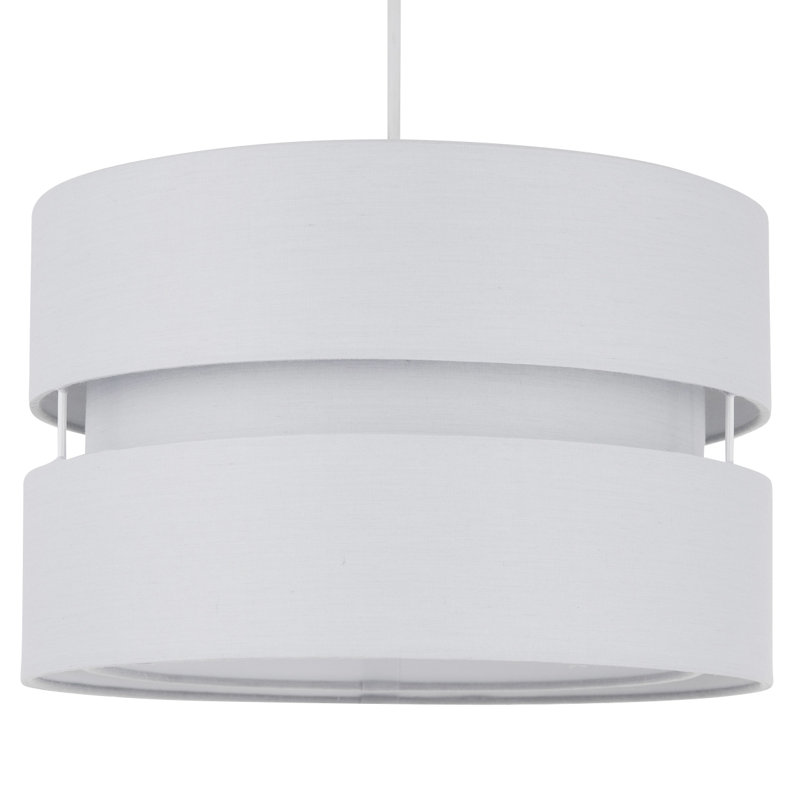 Bright 19 cm H Drum Cotton Pendant Shade ( Clip On and Screw On ), Light Grey