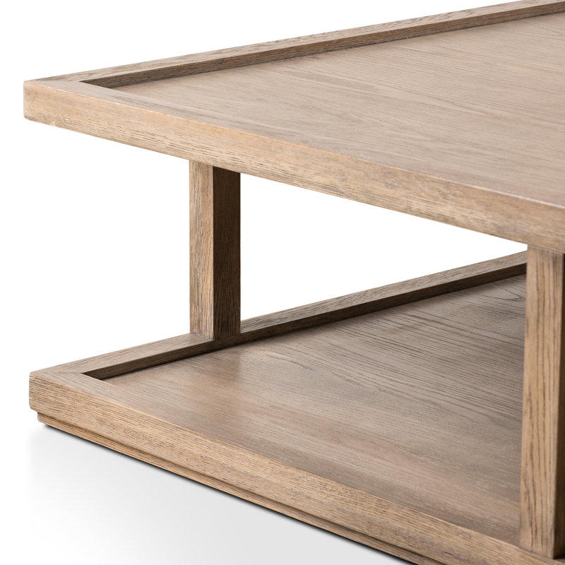 Charley Solid Wood Coffee Table, Warm Natural Oak Veneer
