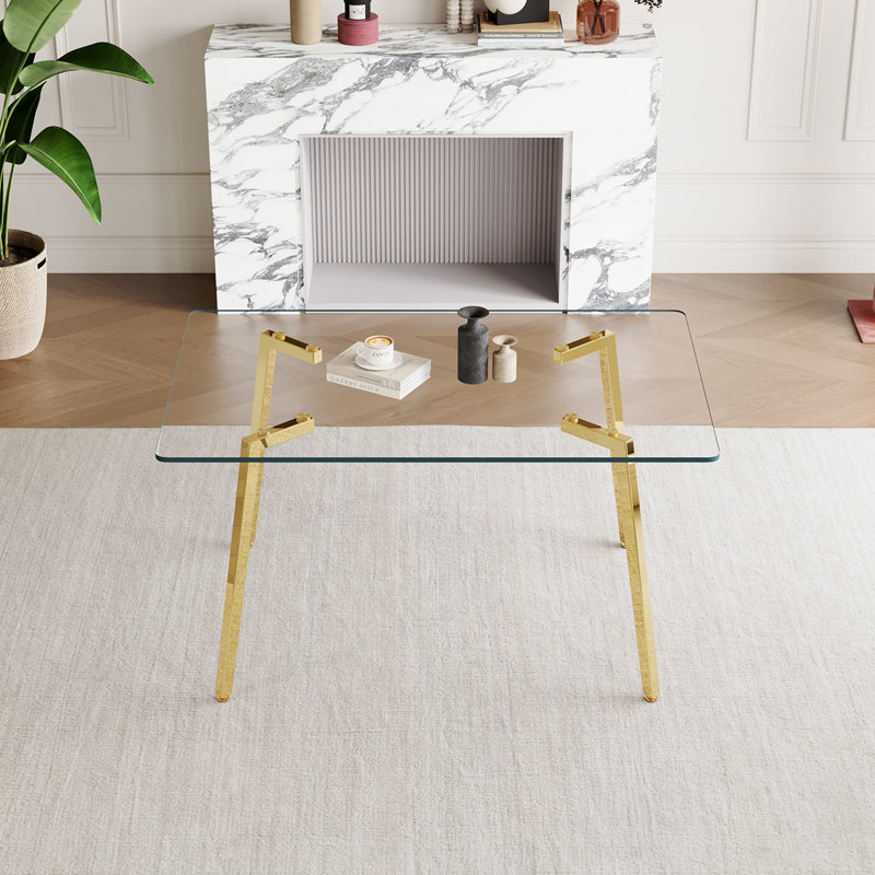 51'' Glass Dining Table, Gold