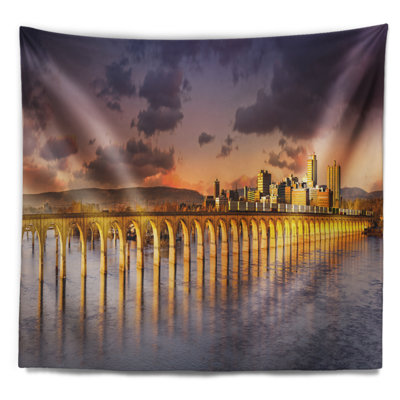 Tapisserie d’horizon de traverses en voie ferrée en polyester avec accessoires suspendus inclus Landscape