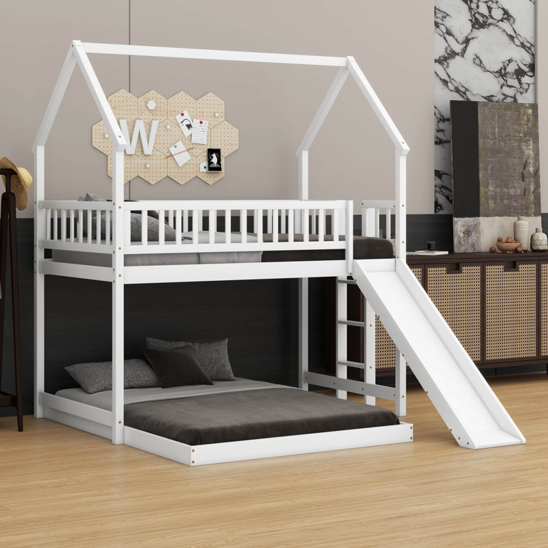 Lit superposé simple en L pour enfants Perrie, Blanc