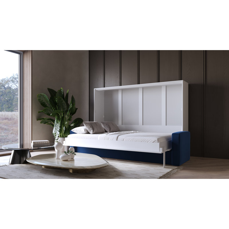 Neidelin Upholstered Bed, White/Navy
